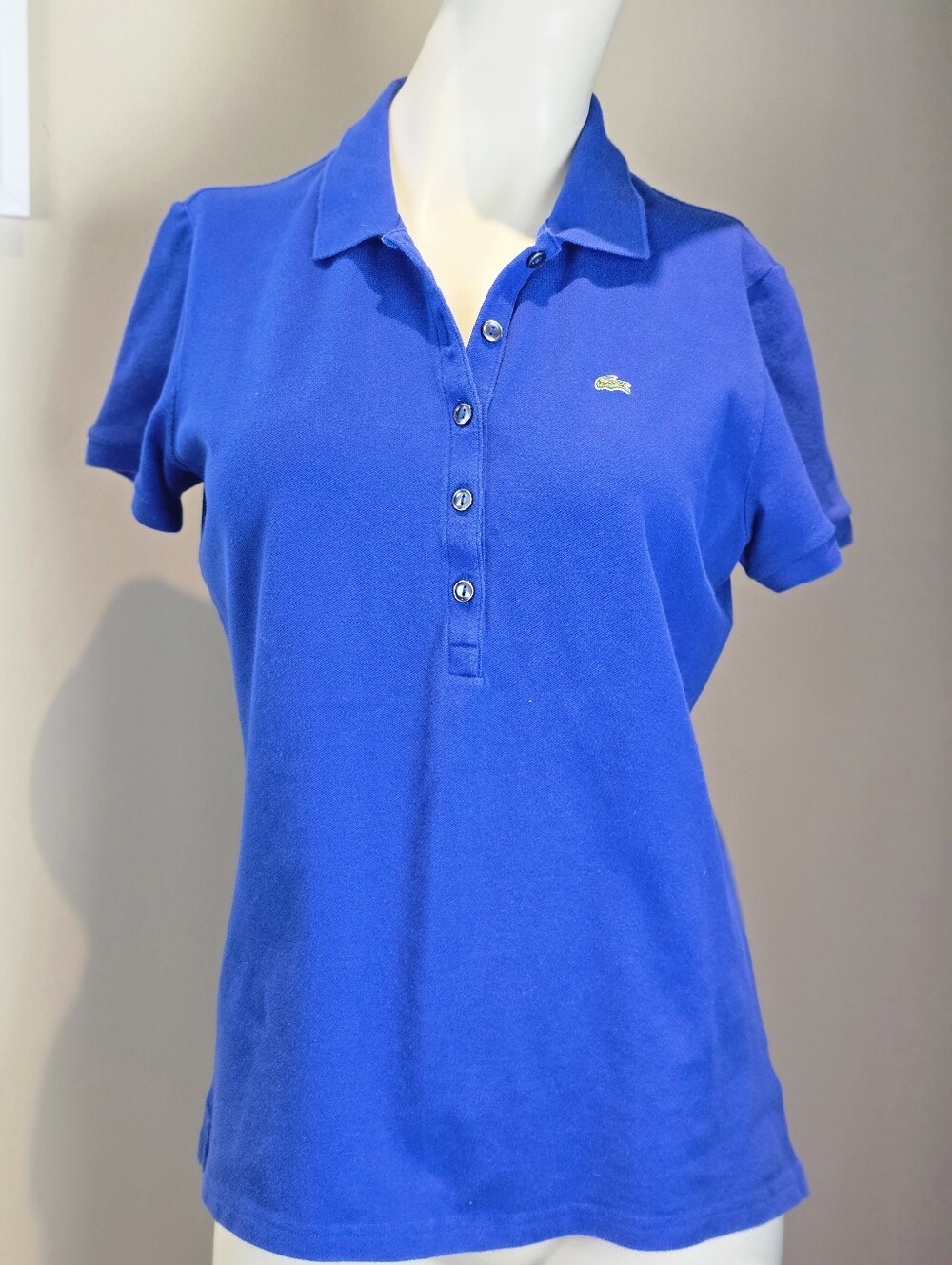 Lacoste Women's Slim Fit 5-Button Piqué Polo Shirt Cobalt Blue LaCoste Size 46